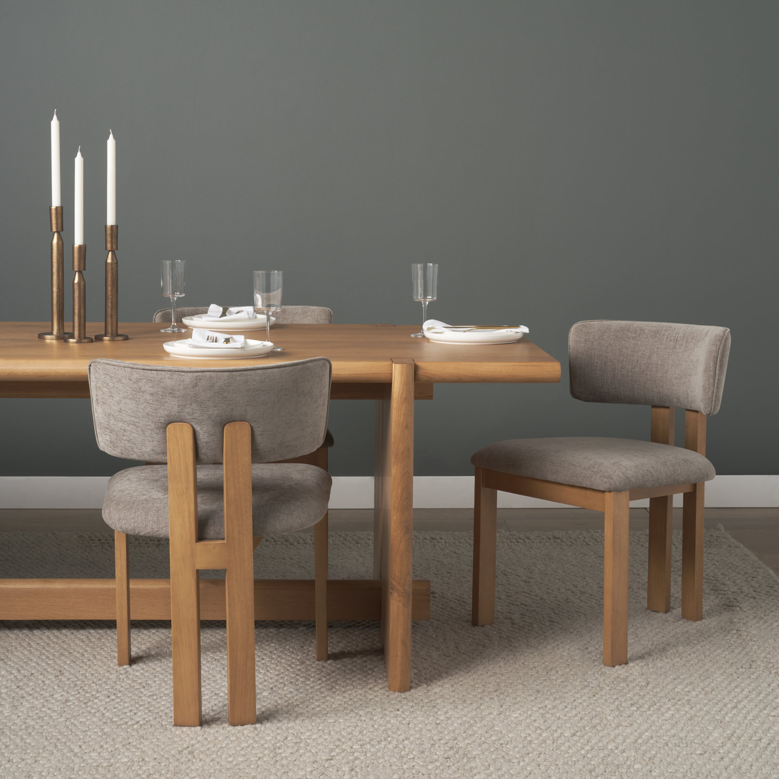 Zira Dining Chair, Gray, Light Brown