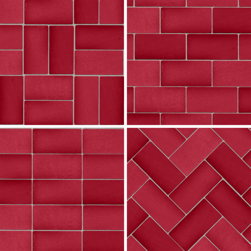 Antic Special 3" x 6" Ceramic Vintage Subway Tile, Special Red Moon