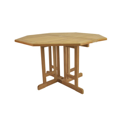 Farnam Round Teak Folding Outdoor Dining Table With Umbrella Hole , 47'' in. W 47'' in. D