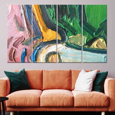 Impression sur toile vibrante et abstraite: art moderne de décoration murale, toile tendue 4P