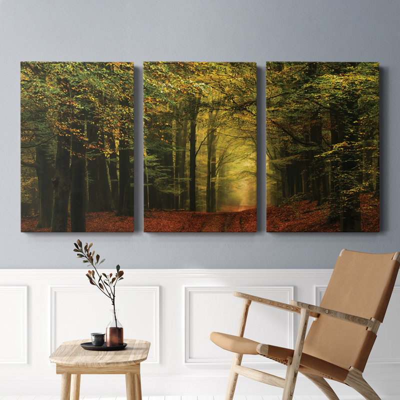 A Forest Path - Toile tendue avec châssis de qualité supérieure - prête à être accrochée, H 18 po x l 36 po x P 1 po
