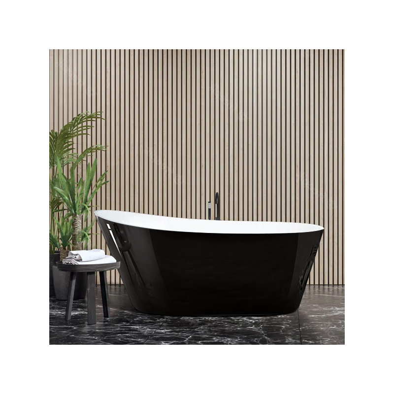 59'' x 29.13'' Freestanding Soaking Acrylic Bathtub, Black