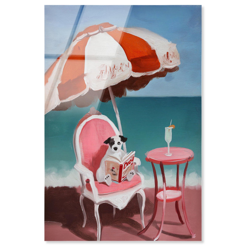 «Beach Reader II Fun Pet», reproduction d'art par Art Remedy, H 15 po x l 10 po