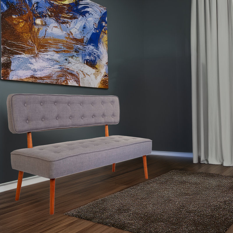 Polyester Upholstered Bench, Gray