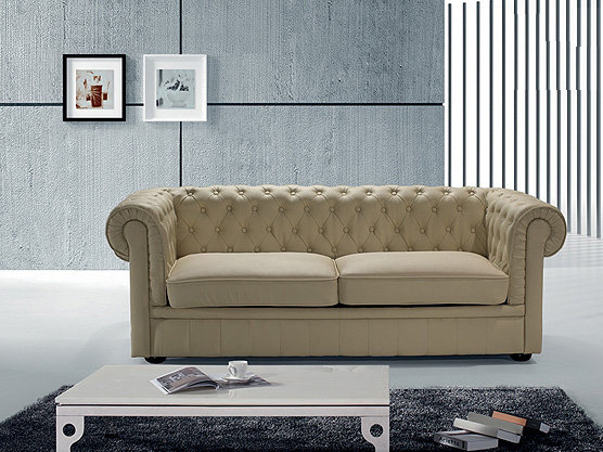 Genuine Leather Sofa, Beige