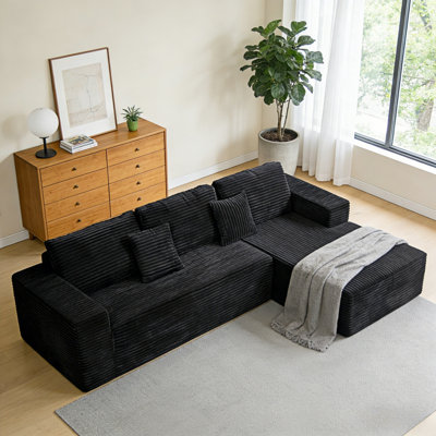 Boneless 110'' W Upholstered Sectional with Five Pillows, 2 - Piece Convertible Sleeper Sofa, No Assembly Required Sofa
