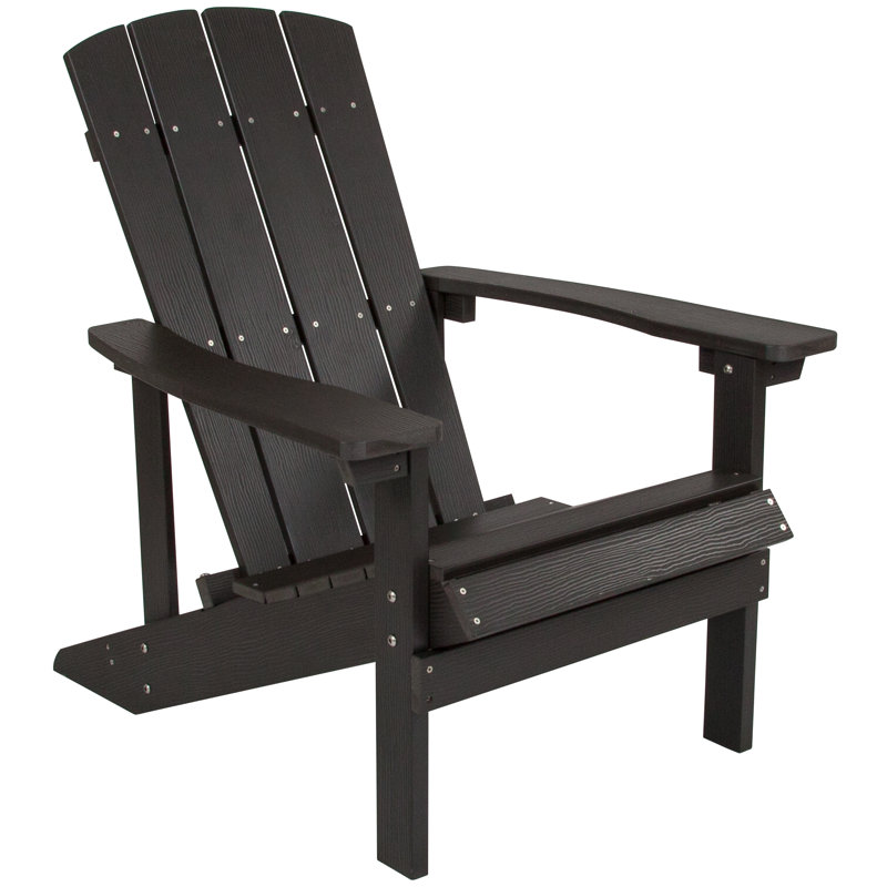 Commercial All-Weather Adirondack Chair in Faux Wood, Dark Grey