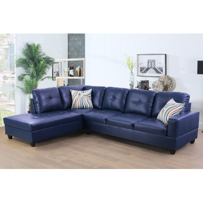 Faux Leather L-Shaped Sectional Left Hand Facing