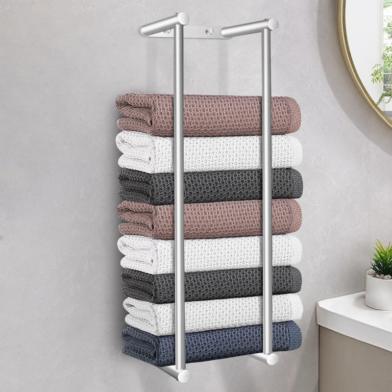 Tishkevich 2 Wall Mounted Required Towel Rack, Silver