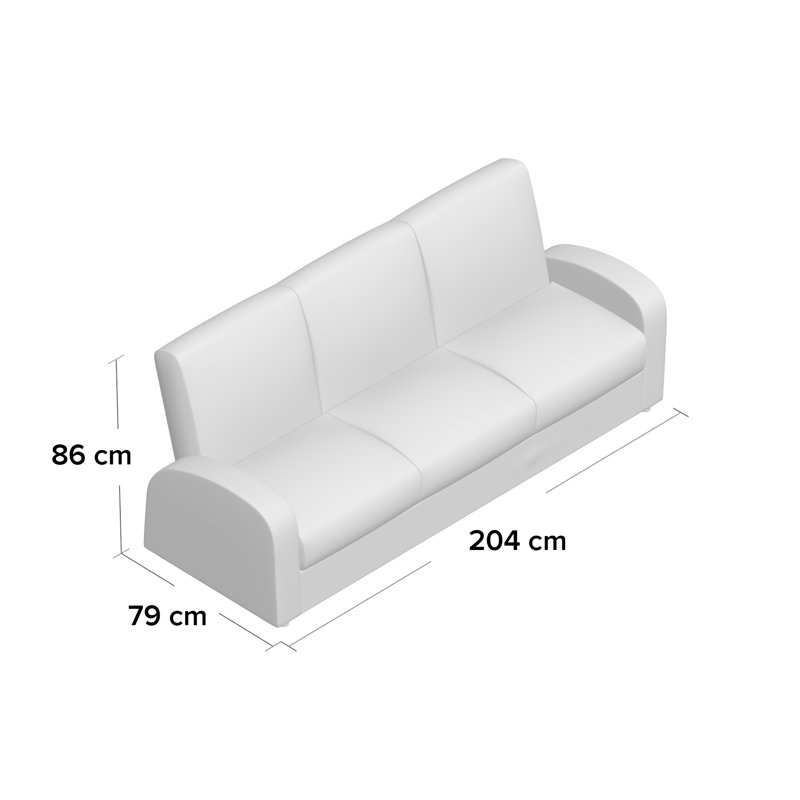 Cauldwell 3 Seater Faux Leather Sleeper, White