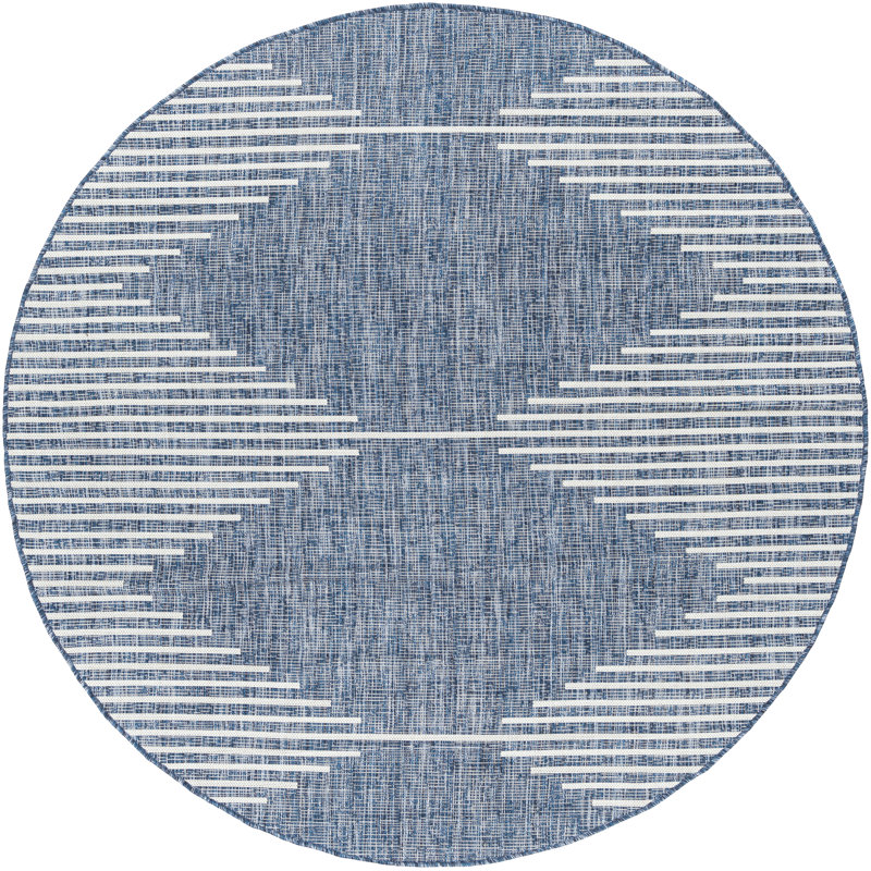 Tapis intérieur / extérieur bleu Irielle, Rond 5 pi