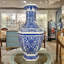 Vase hexagonal en filigrane bleu et blanc