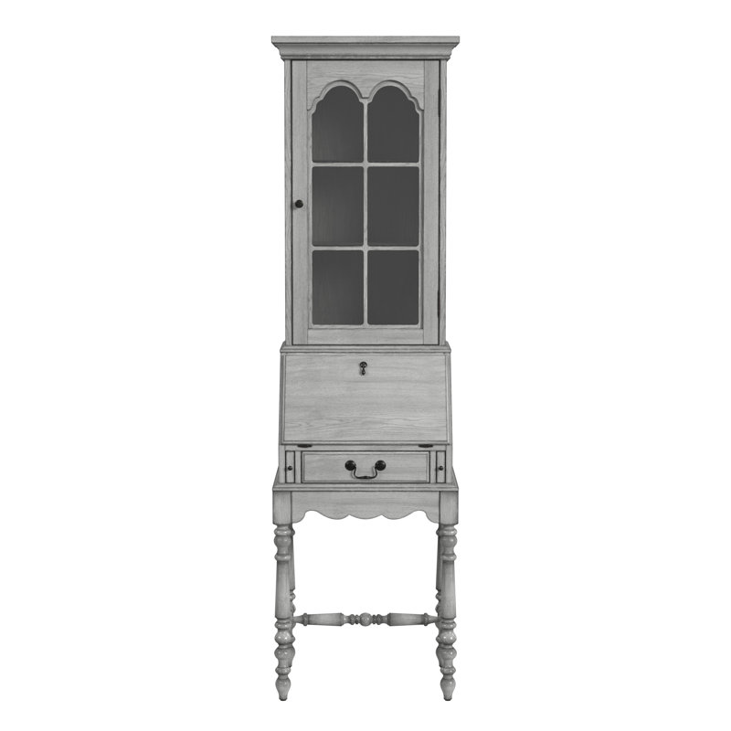 Shaila Secretary Desk with Hutch, Gray