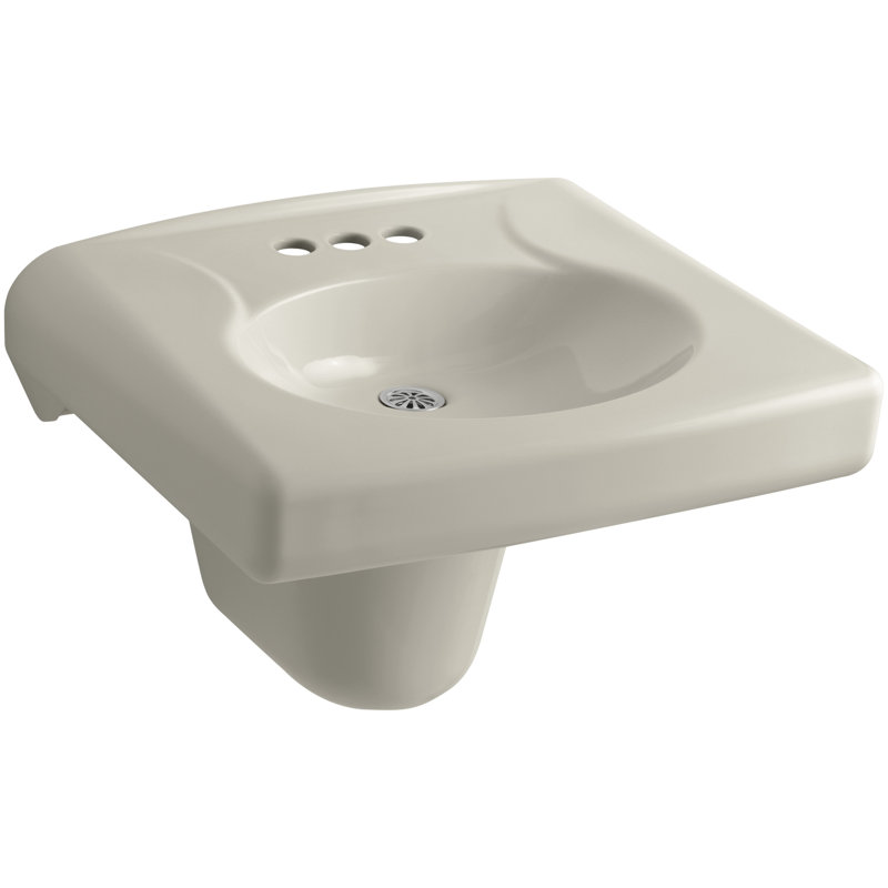 Brenham Ceramic 22" Wall Mount Bathroom Sink, Sandbar, 4" Centers