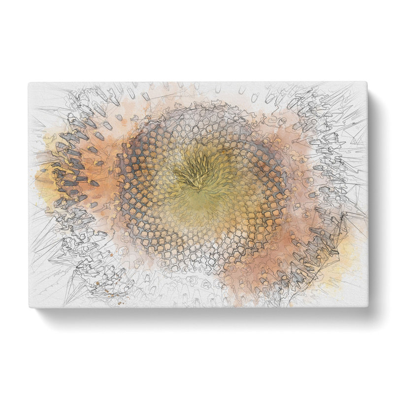 The Eye Of A Yellow Sunflower - Wrapped Canvas Painting, 35cm H x 50cm W x 3cm D