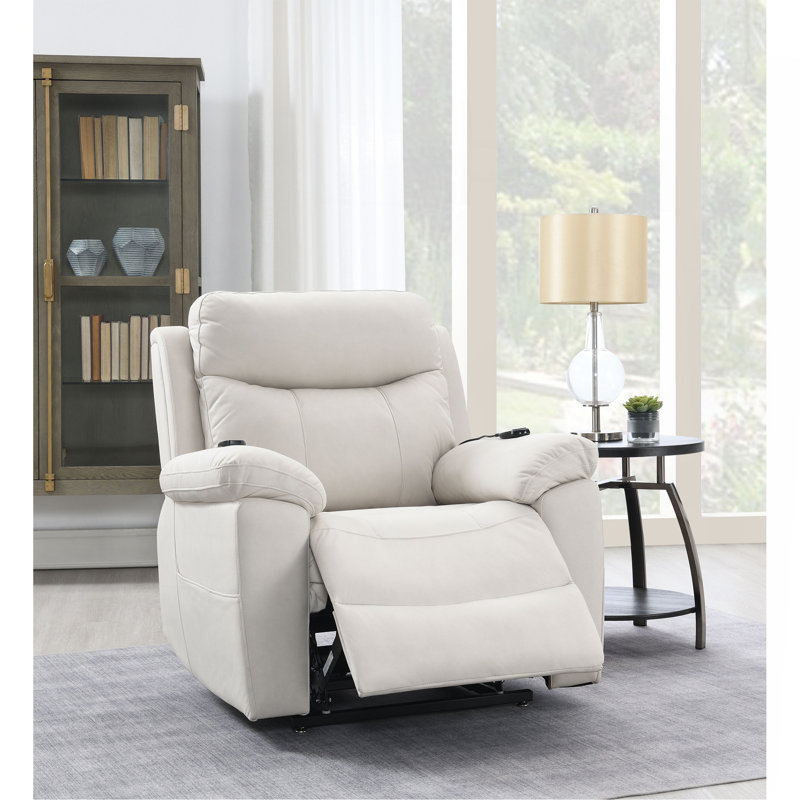 Fauteuil inclinable électrique en microfibre Chriki, Beige