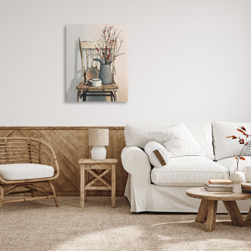 «Vintage Rustic Things Neutral», peinture sur toile tendue XXL par Cecile Baird, H 40 po x l 30 po
