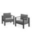 Ensemble de mobilier de patio moderne en métal 5 pièces toutes saisons, canapé de conversation 7 places avec coussins gris épais et structure grise et table basse