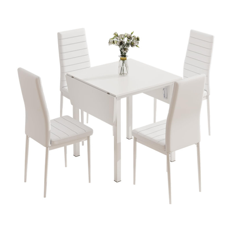 Canita 4 - Person Dining Set, White, White