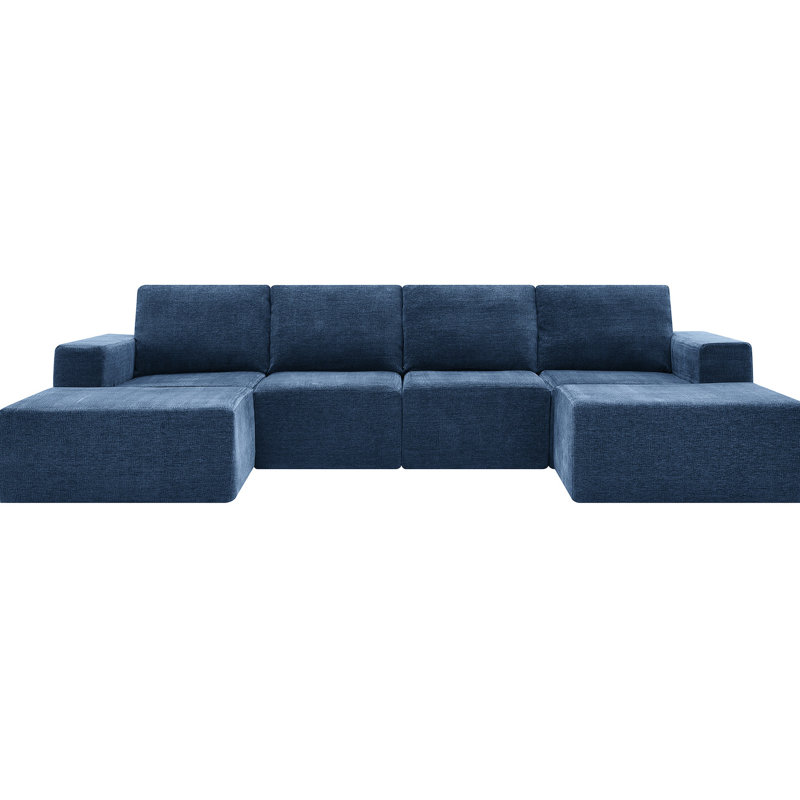 Élégant canapé modulaire rembourré avec repose-pieds, tissu chenille, 110 x 72 po, sans assemblage, pour une décoration intérieure polyvalente de 110 x 72 x 30 po, salon et chambre à coucher