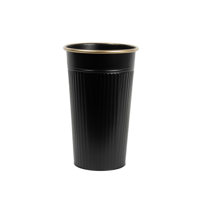 Vase rond en métal noir