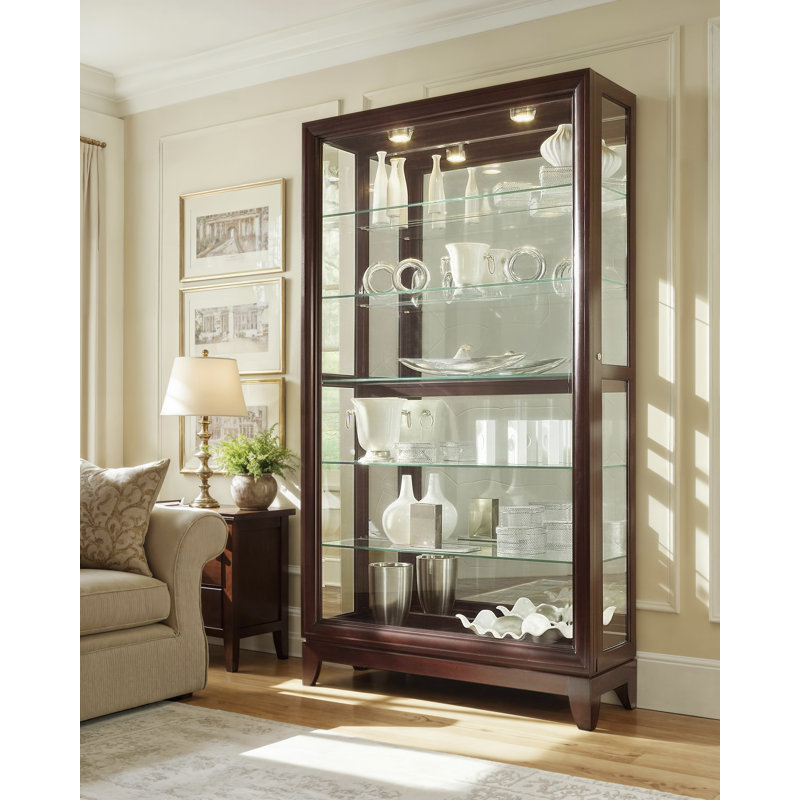 Goode Spenser Sliding Door 5 Shelf Curio Cabinet in Deep Brown