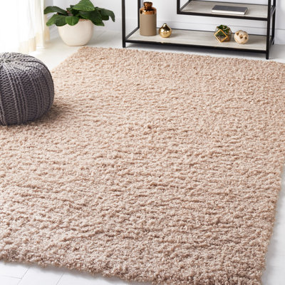 Tapis de couleur unie à poils longs touffeté à la main Victorino Performance