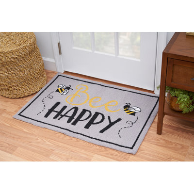 Tapis rectangulaire gris / noir / jaune en acrylique tissé à la machine 2 pi x 3 pi Donyu