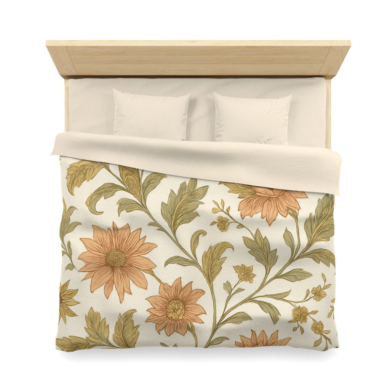 Microfiber Duvet Cover Boho Style, Design 59, King Duvet Cover, Cream