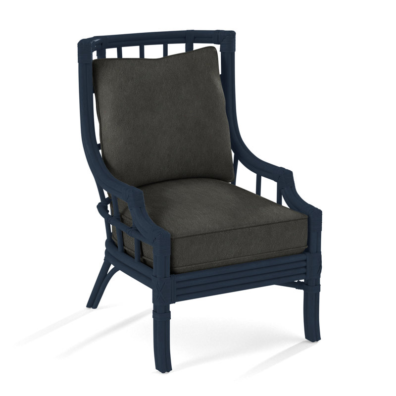 Seville Armchair, White Textured Performance; 0865-91, Navy