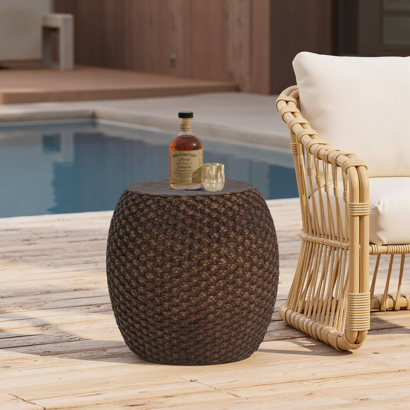 Faux Rattan Side Table For Both Indoor And Outdoor Use