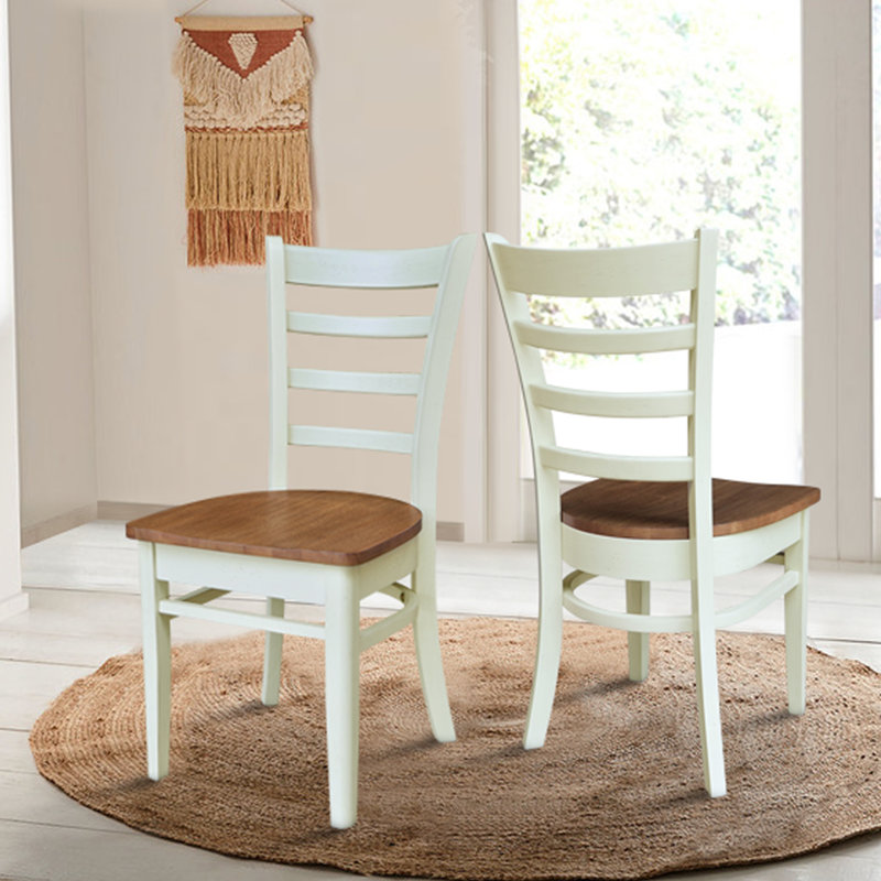 Alvery 17.7'' H Solid Wood Side Chair, Hickory/Shell