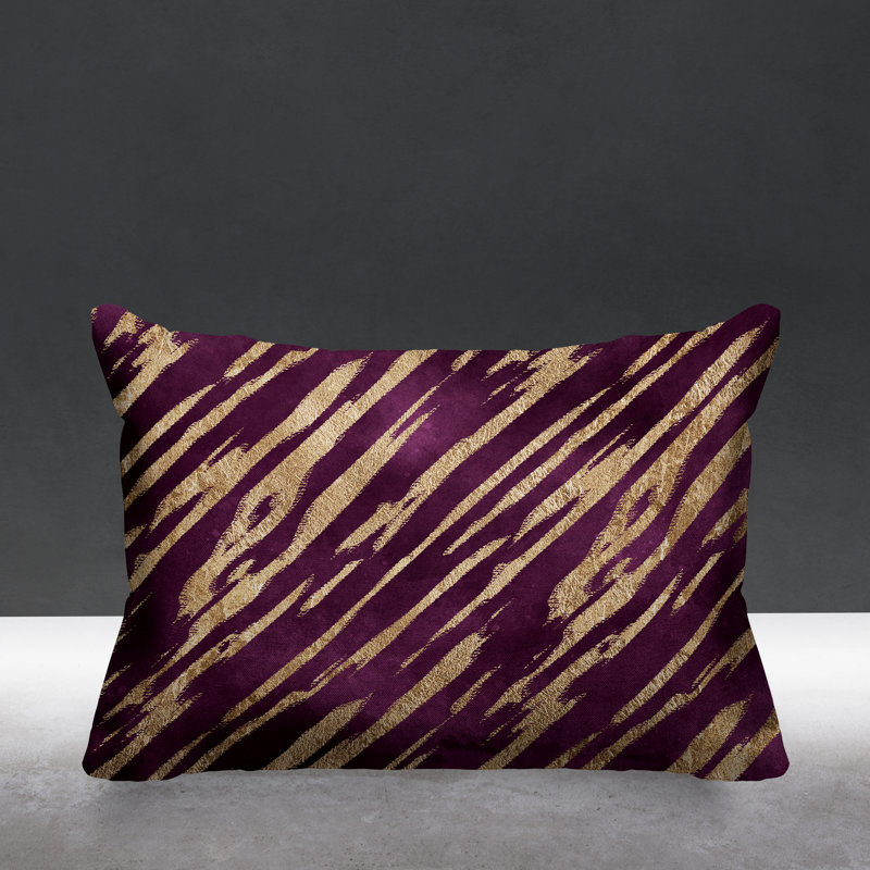 Coussin lombaire intérieur / extérieur abstrait Sana, Mauve / doré