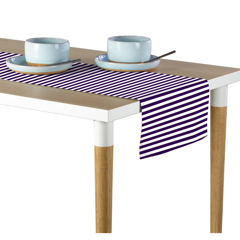 Arda Small Stripes Milliken Signature Table Runner, 72" L x 12" W, Purple