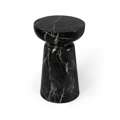 Grover Outdoor Faux Stone Chalice Side Table - Brown