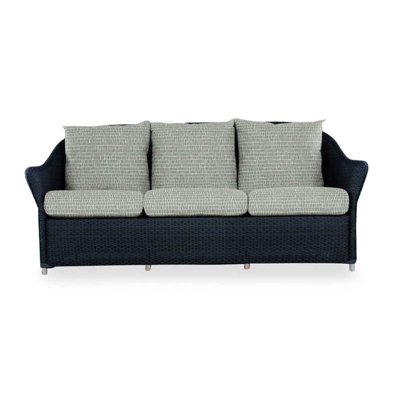 Weekend Retreat Outdoor 3 - Seat Patio Sofa, Sailcloth Seagull, Ebony