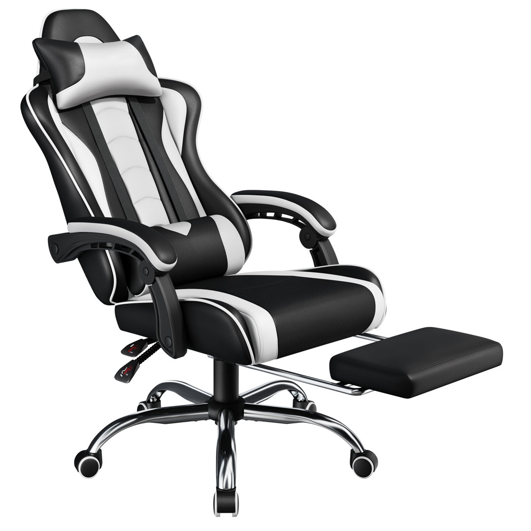 Ergonomic Gaming Chair with Massage Lumbar Pillow Inbox Zero Upholstery 