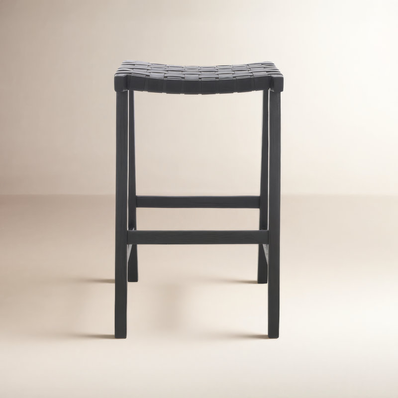 Alston Counter Stool with Solid Wood Frame, Bar Stool (30” Seat Height), Black, Black