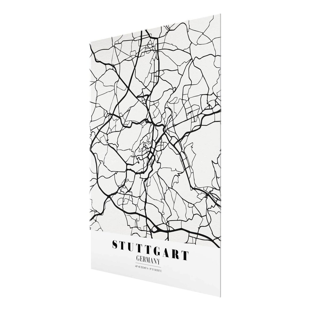 Glasbild Stuttgart Map-Classic