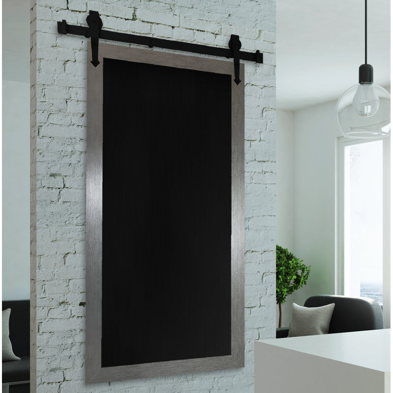 Tableau noir mural patiné, H 60 po x l 20 po, Argent brossé