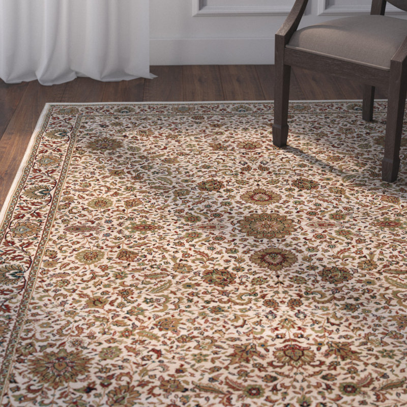 Tapis oriental ivoire / vert Shelburne, Rectangle 10 pi x 12 pi 7 po