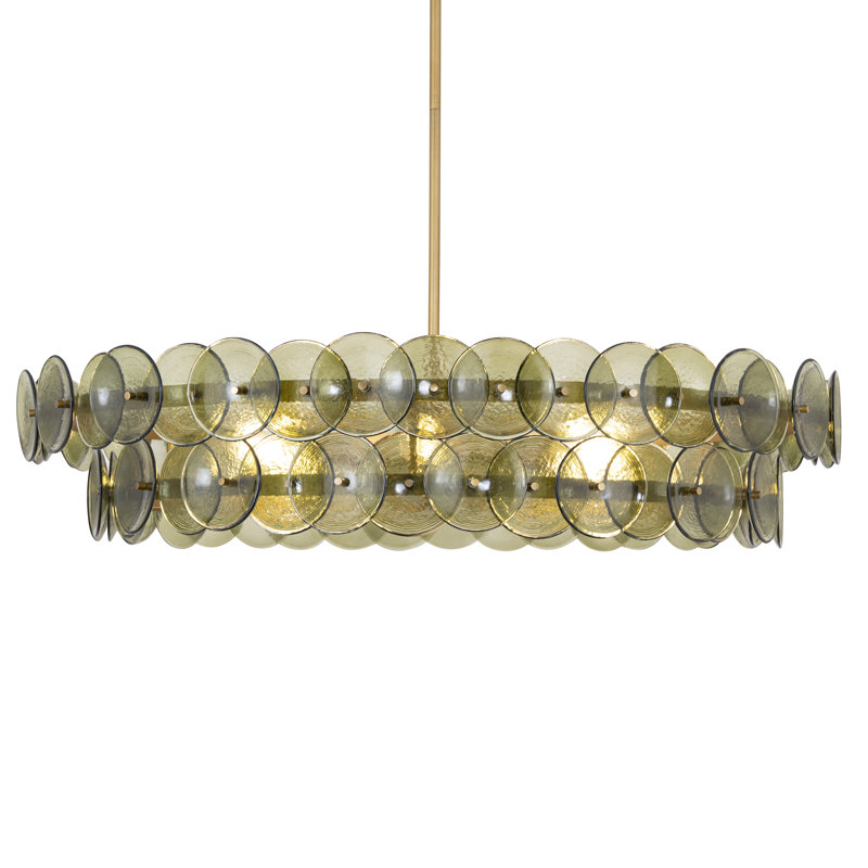 Loren-Multi-Tier Chandelier, Weathered Brass/Green Vintage