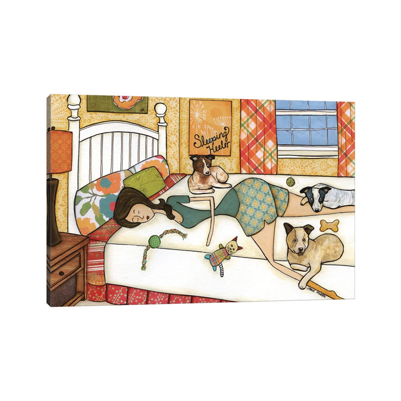 «Sleeping Heeler» par Jamie Morath - peinture sur toile tendue, H 18 po x l 26 po x P 1,5 po