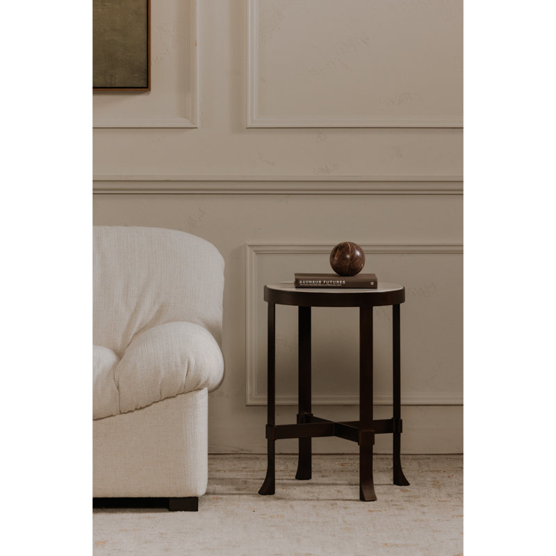 Holli Side Table White Marble, White/Dark Bronze