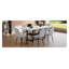 Ensemble de table de salle à manger 7 pièces avec tablette de rangement, plateau en faux marbre blanc et 6 chaises en lin gris clair-491134547-491134552-491134558