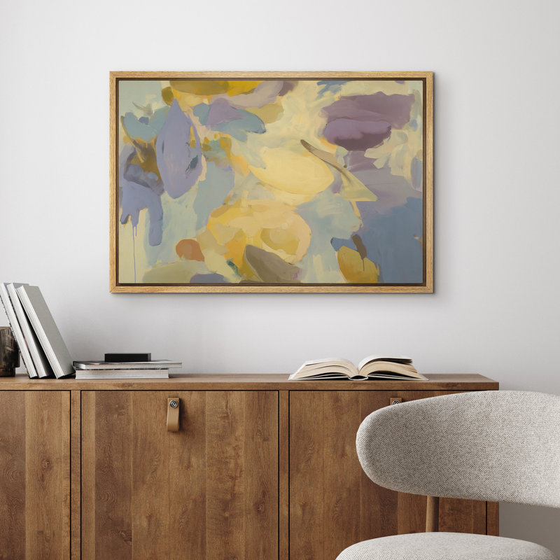 Doux pastel abstrait, décoration murale encadrée sur toile, art mural, H 16 po x l 24 po x P 1,5 po, Naturel