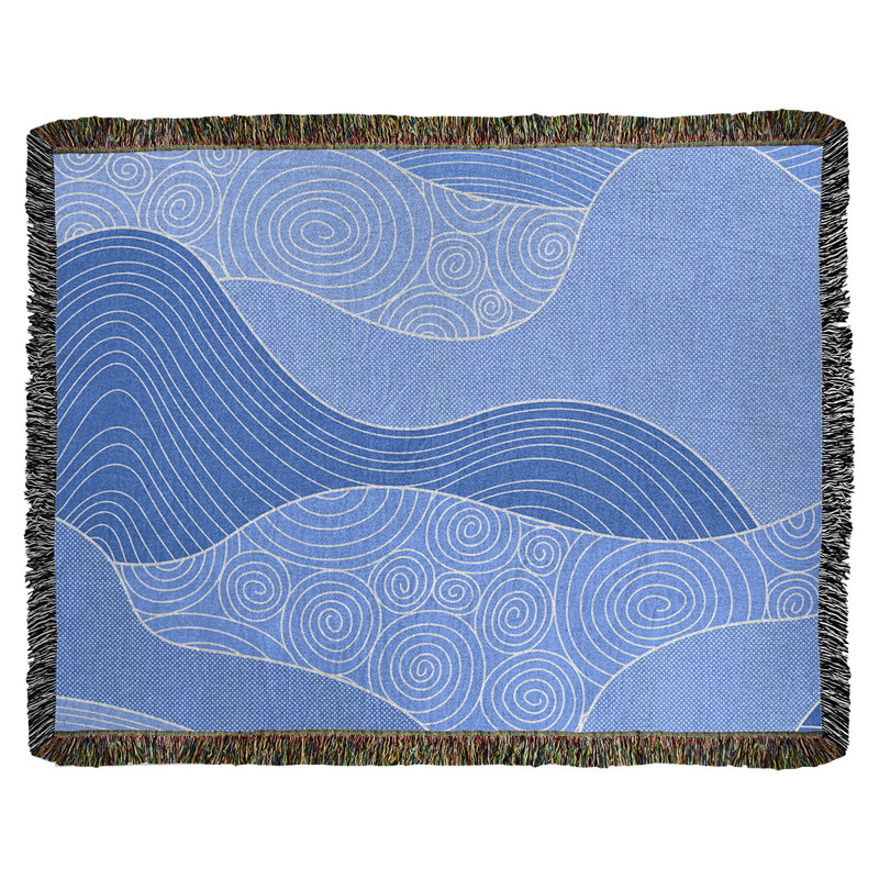 Couverture en coton tissé à la main Katelyn Elizabeth, l 60 po x L 80 po, bleu