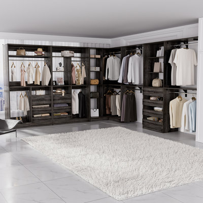 72-204 Inches Closet System With 10 Drawers And 10 Clothes Garment Racks