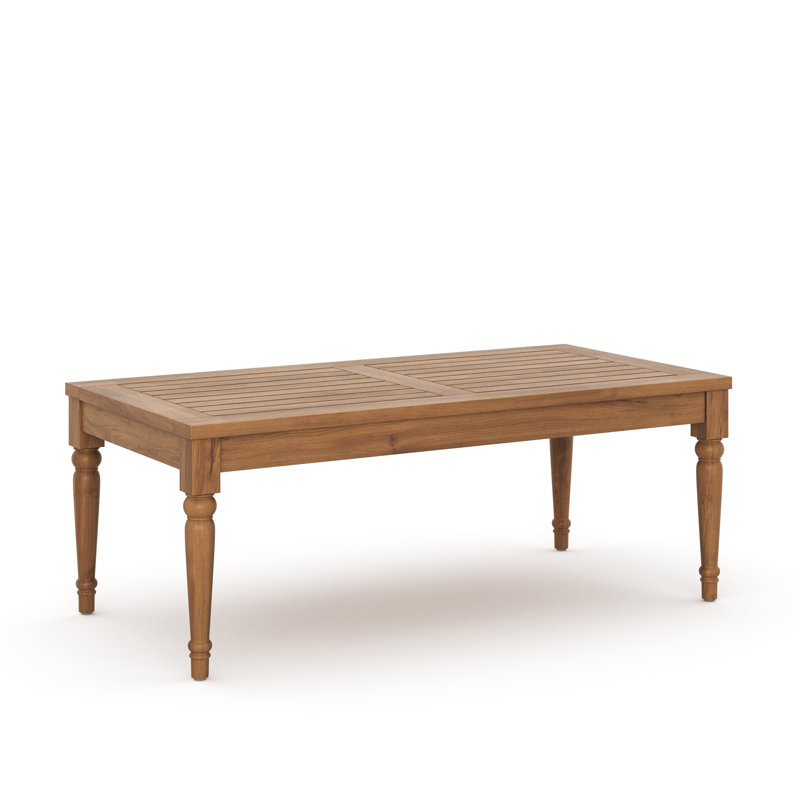 Table basse d'extérieur Pena, bois d'acacia brun à lattes rectangulaire 47 pouces