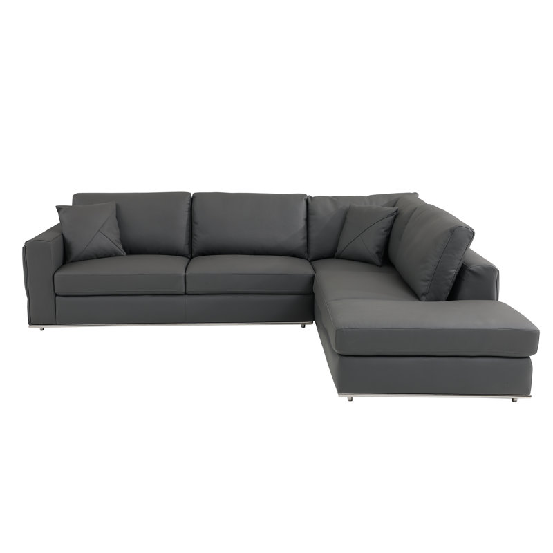 Canapé modulaire en cuir italien Palombo, Gris foncé, Face à la droite